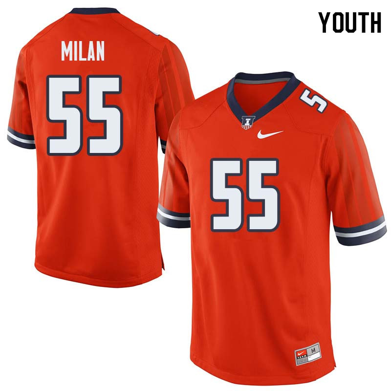 Youth #55 Jamal Milan Illinois Fighting Illini College Football Jerseys Sale-Orange